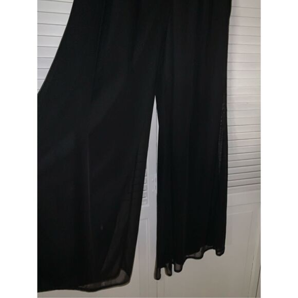 Vintage 90’s Y2K Black Double Layered Chiffon Super Wide Leg Pants Small - Picture 3 of 13